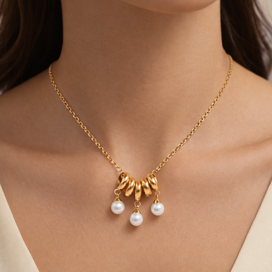 Gold-plated Titanium with Pearl Necklace