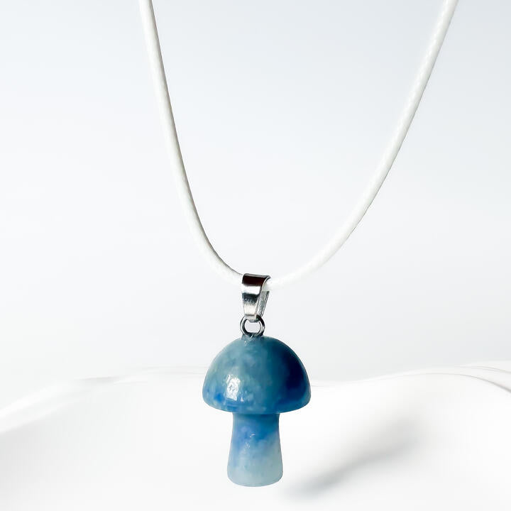 Blue Mushroom-Shaped Agate Necklace