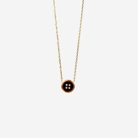 Titanium Button Shaped Gold-Plated Necklace