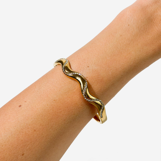 Gold-plated Titanium With Stones Bracelet