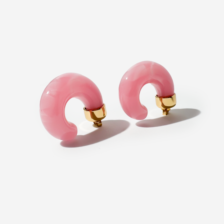 Gold-plated Titanium Pink Earrings