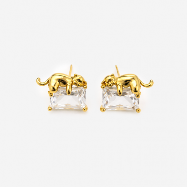 Gold-plated Titanium With Stone Earrings