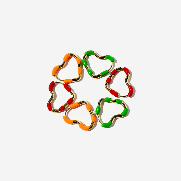 Gold-plated Titanium Heart Shaped Green Earrings