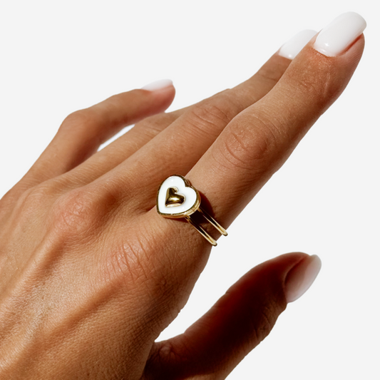 Heart Shaped Gold-plated Titanium Ring