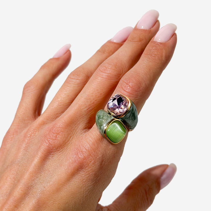 Gold-plated Titanium Colorful Ring