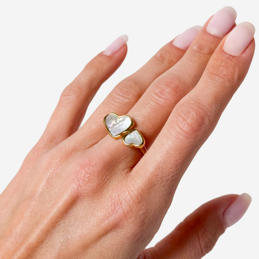 Gold-Plated Titanium Two-Heart Ring