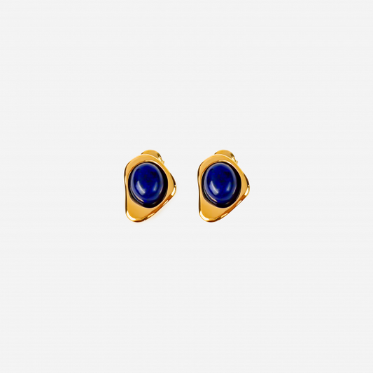 Gold-plated Titanium Blue With Stone Earrings