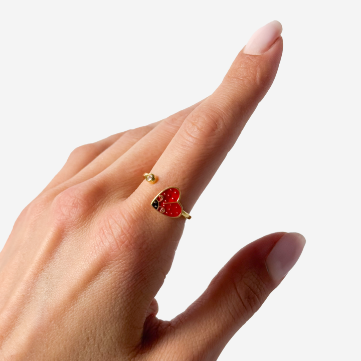 S925 Assay Silver Ladybug Ring