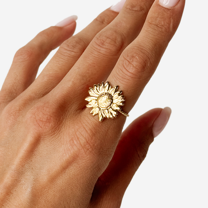 Gold-plated Titanium Sunflower Ring