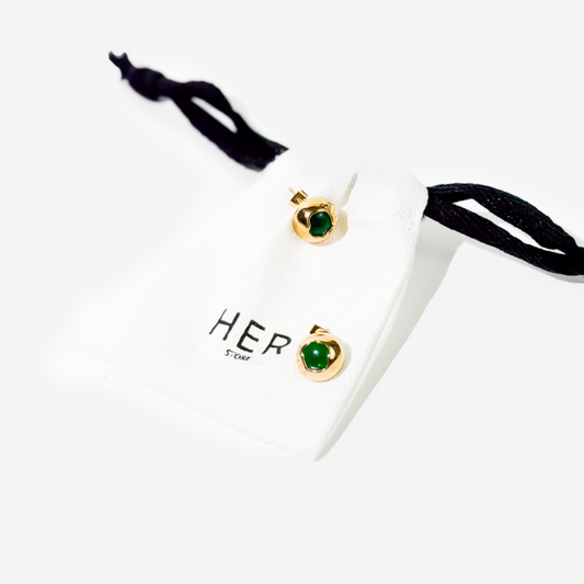Gold-plated Titanium Green With Stone Earrings