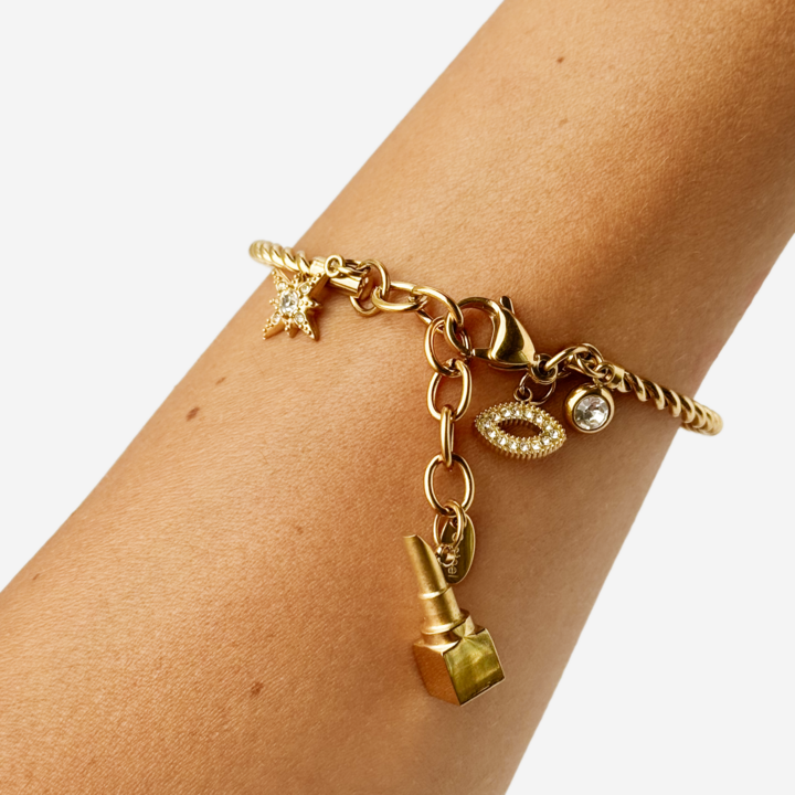 Gold-plated Titanium Bracelet With Charms