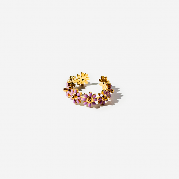 Gold-plated Titanium Flower Shaped Ring
