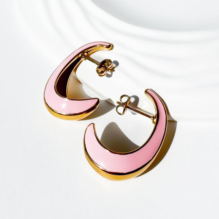 Gold-plated Titanium Pink Earrings