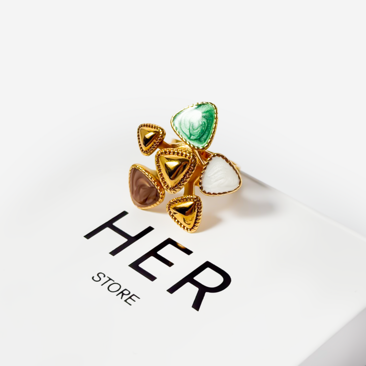 Gold-plated Titanium Colorful Ring
