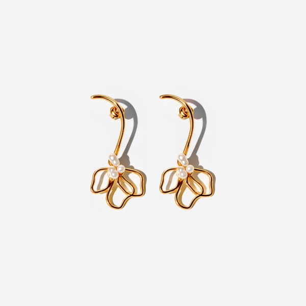 Gold-plated Titanium with Pearl Earrings