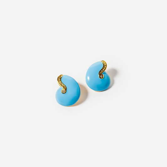 Gold-plated Titanium Light Blue Earrings