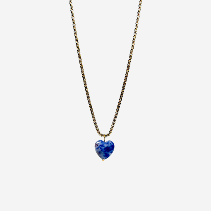 Gold-plated Titanium Blue with Heart Necklace