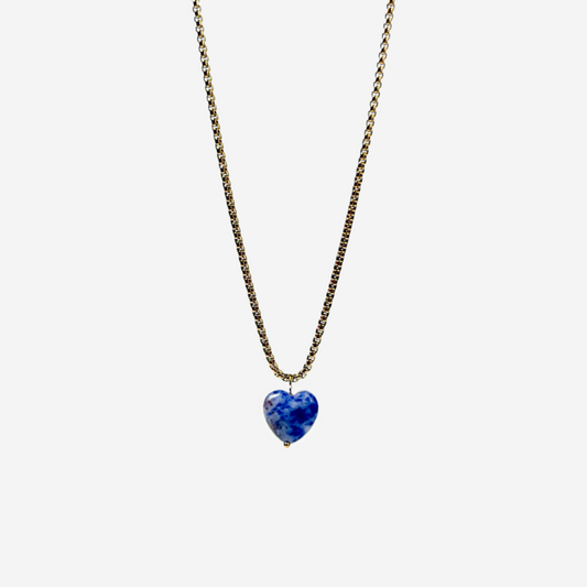 Gold-plated Titanium Blue with Heart Necklace