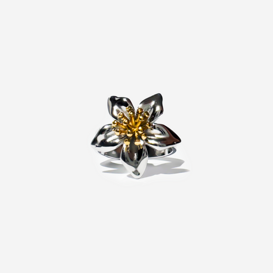 Gold-plated Titanium Flower Shaped Ring