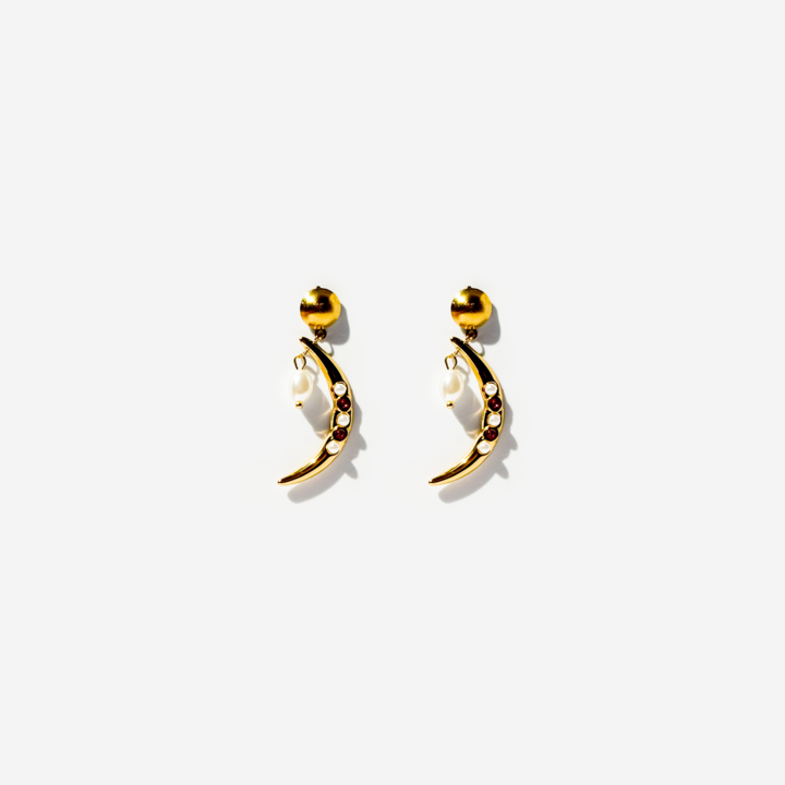 Moon Shaped Gold-plated Titanium Earrings