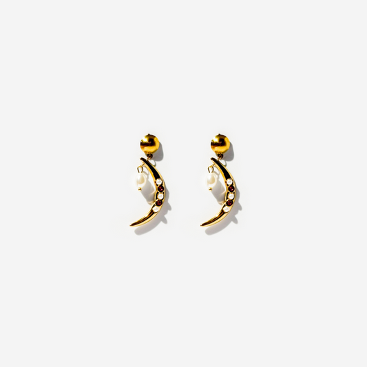 Moon Shaped Gold-plated Titanium Earrings