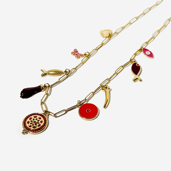 Gold-plated Titanium Necklace With Charms