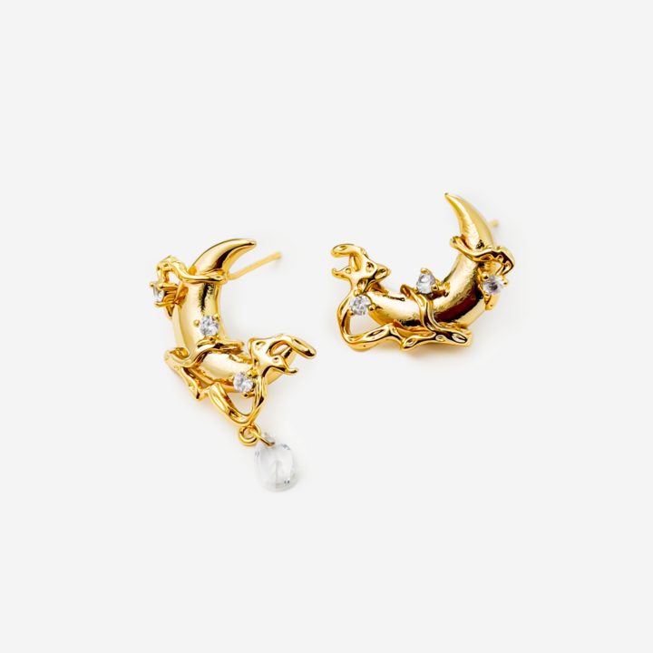 Gold-plated Titanium Moon Shaped Earrings