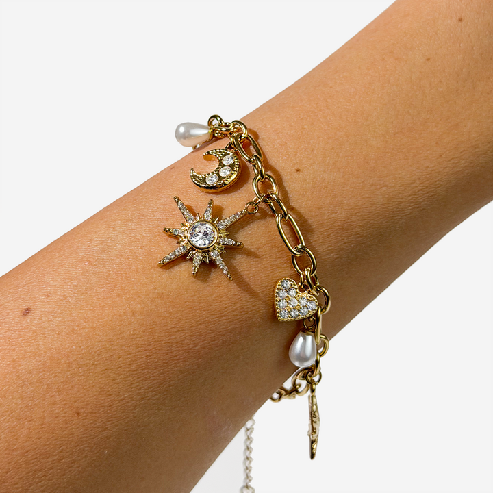 Gold-plated Titanium Bracelet With Charms