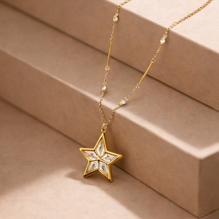 Gold-plated Titanium Star Shaped Necklace