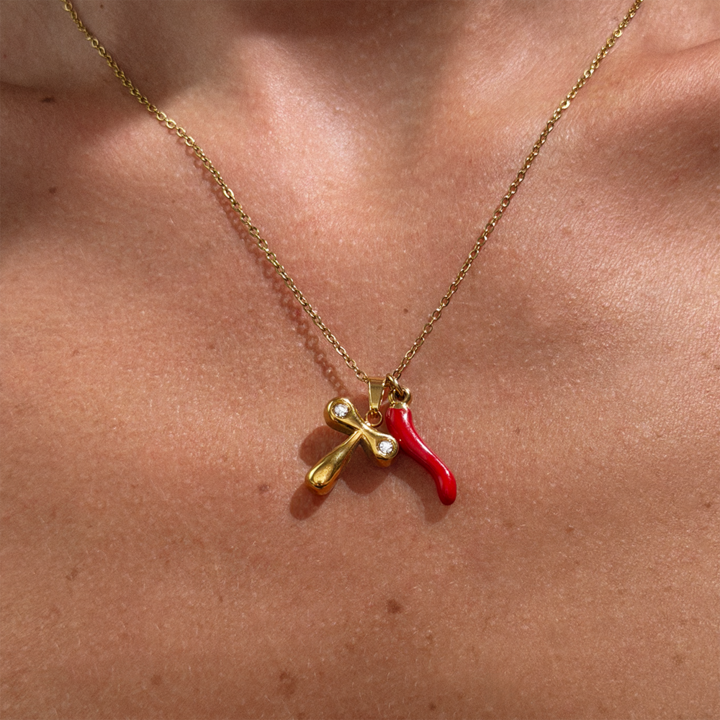 Gold-plated Titanium T Necklace