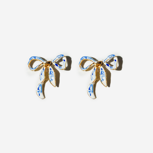 Bow Shaped Titanium Gold-Plated Earrings