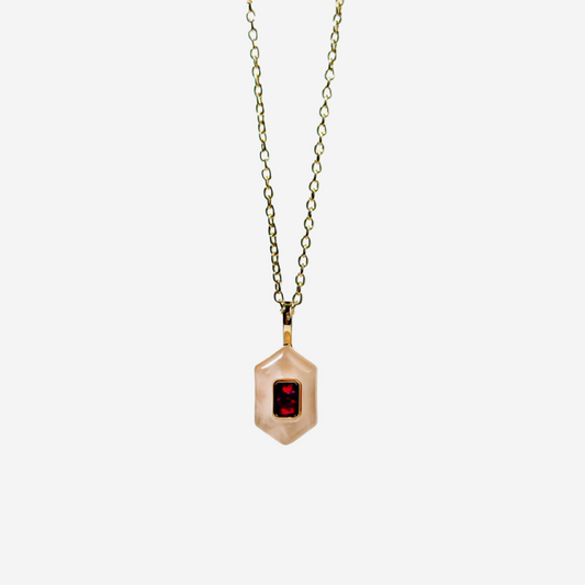 Gold-plated Titanium Pink With Stone Necklace