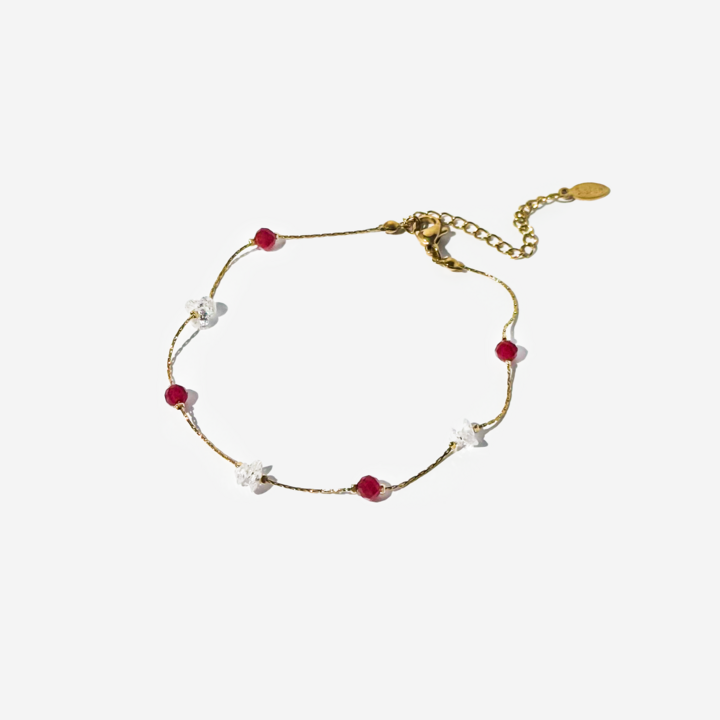 Gold-plated Titanium Anklet Colorful With Stones Bracelet