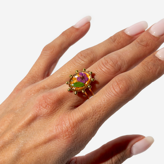 Handmade Natural with Flowers Ring