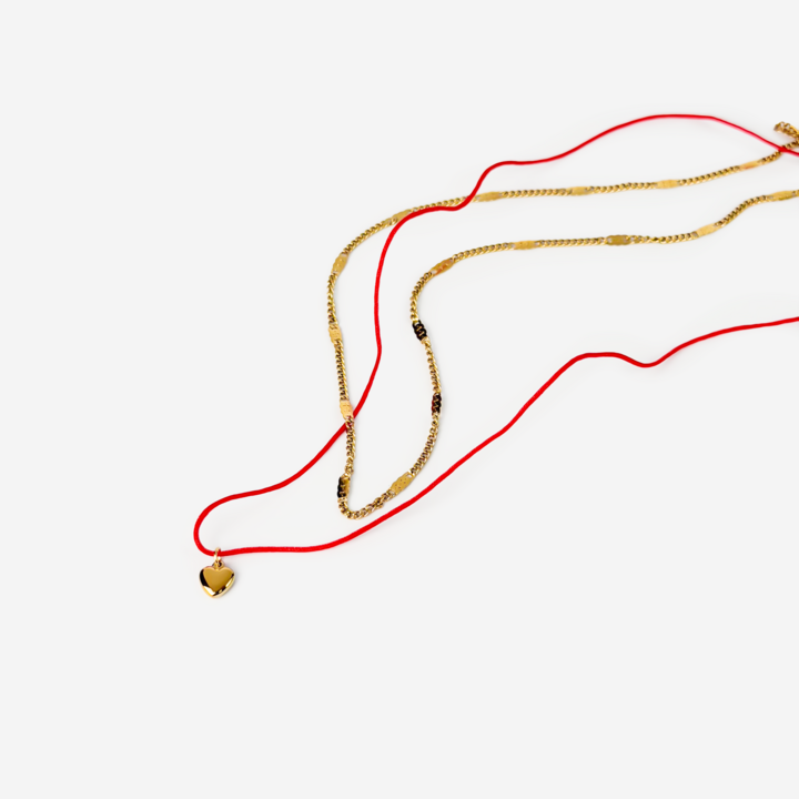 Gold-plated Titanium Double with Heart Necklace