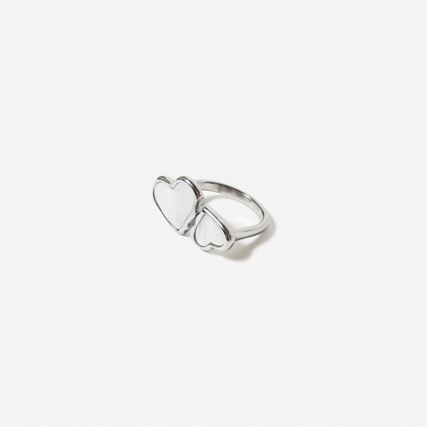 Gold-Plated Titanium Two-Heart Ring