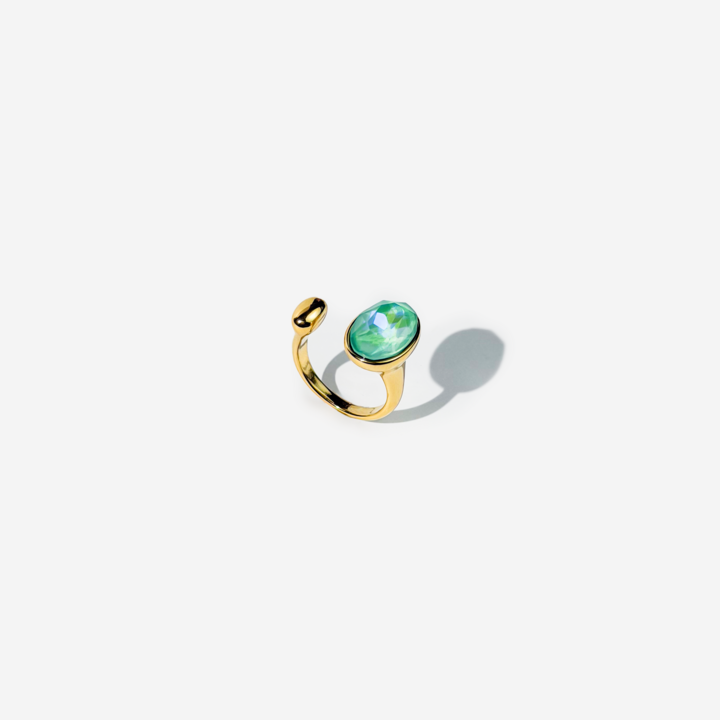 Gold-plated Titanium Light Blue With Stone Ring
