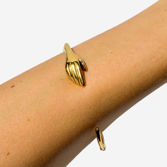 Gold-plated Titanium Hand Shaped Bracelet