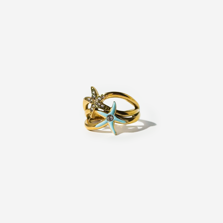 Gold-plated Titanium Sea Star Shaped Ring