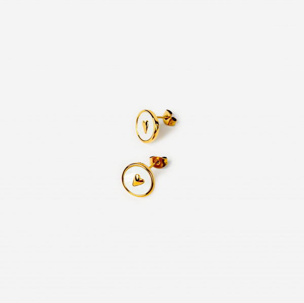 Gold-plated Titanium White Heart Earrings