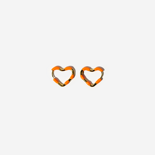Gold-plated Titanium Heart Shaped Orange Earrings