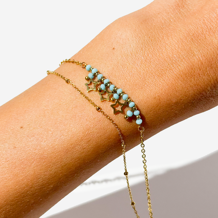 Gold-plated Titanium Double with Stars Bracelet