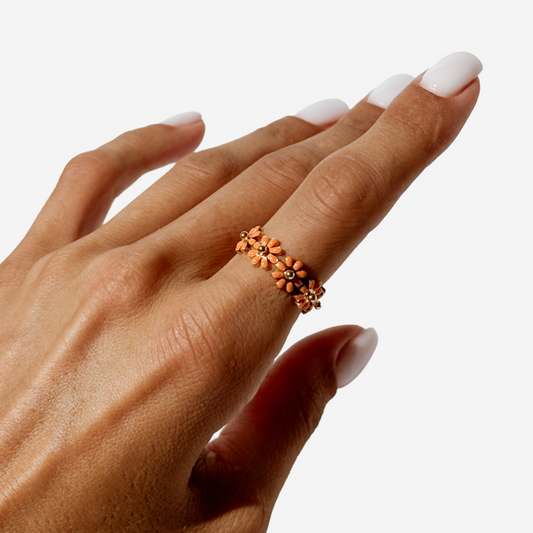 Gold-plated Titanium Flower Shaped Ring