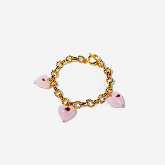 Gold-plated Titanium with Hearts Bracelet