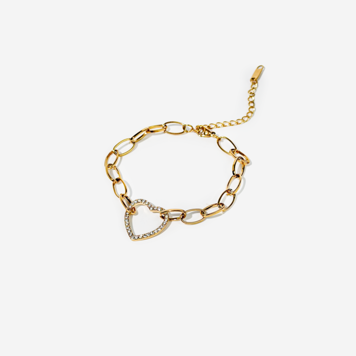 Gold-plated Titanium Heart Shaped Bracelet
