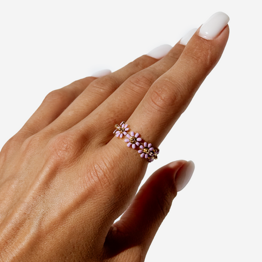 Gold-plated Titanium Flower Shaped Ring