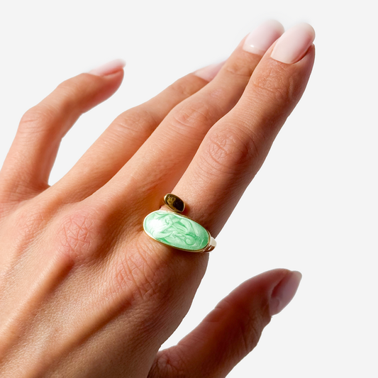 Gold-plated Titanium Green Ring