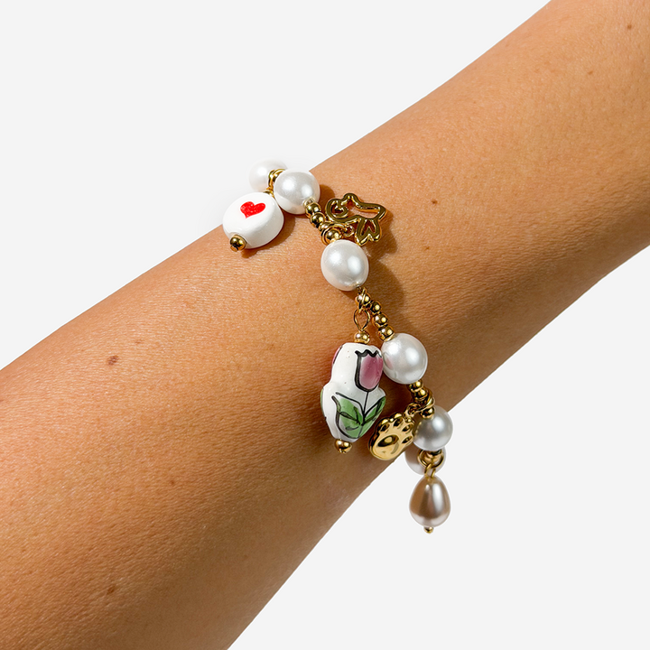 Gold-plated Titanium with Pearls Bracelet