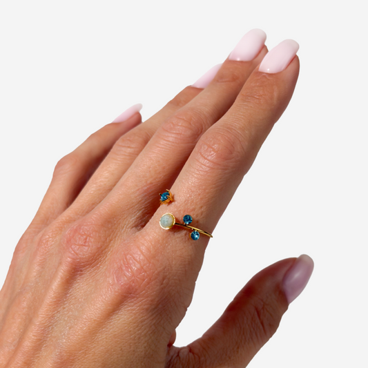 Gold-plated Titanium With Stones Ring