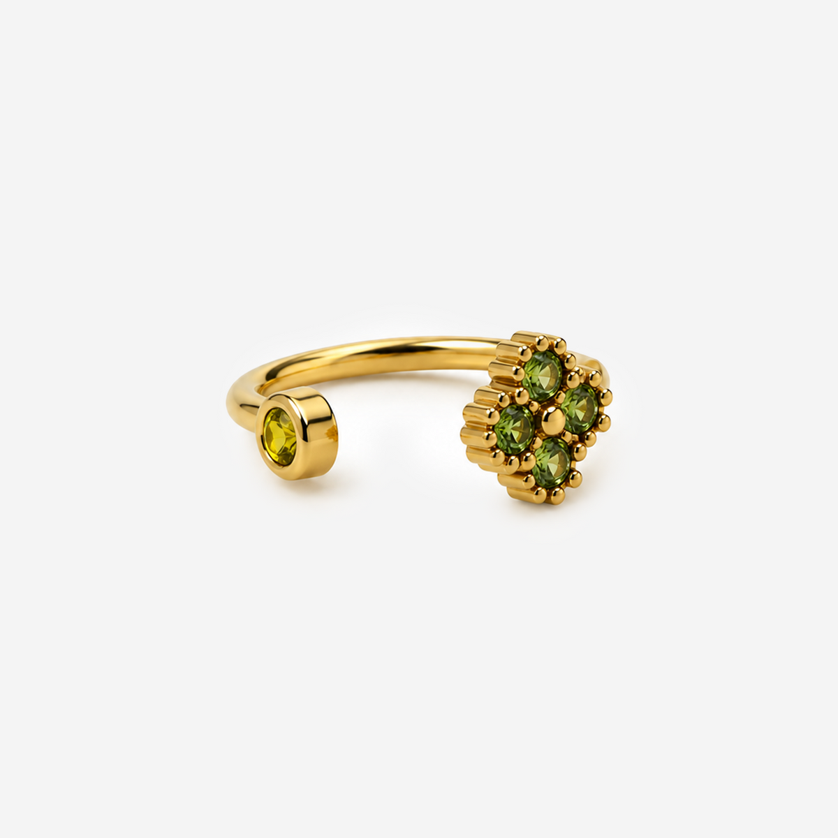 Gold-Plated Titanium Ring with Green Stone